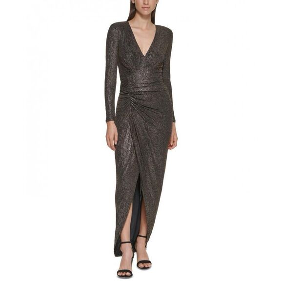 New $188 Vince Camuto  Women's Long Long Sleeve V-Neck Ball Gown Dress size 14W - Picture 1 of 7